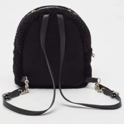 Fendi Black Shearling and Leather Monster Backpack