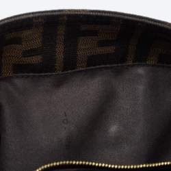 Fendi Tobacco Zucca Canvas and Leather Maxi Baguette Flap Shoulder Bag