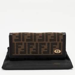 Fendi Tobacco Zucca Canvas and Leather FF Flap Continental Wallet