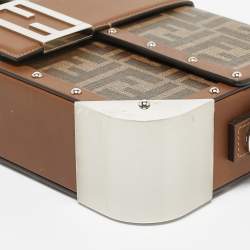 مملوكة مسبقًا Fendi Brown Zucca Canvas and Leather Medium Trunk Baguette 