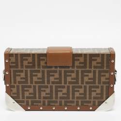 مملوكة مسبقًا Fendi Brown Zucca Canvas and Leather Medium Trunk Baguette 