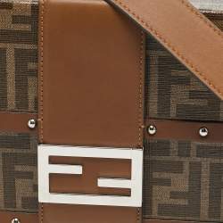 مملوكة مسبقًا Fendi Brown Zucca Canvas and Leather Medium Trunk Baguette 