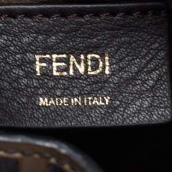 Pre Owned Fendi Black/Brown Zucca Embossed Leather Mini Mon Tresor Bucket Bag