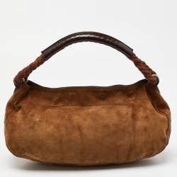 Fendi Brown Suede and Leather Front Pocket Hobo