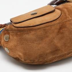 Fendi Brown Suede and Leather Front Pocket Hobo