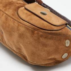 Fendi Brown Suede and Leather Front Pocket Hobo