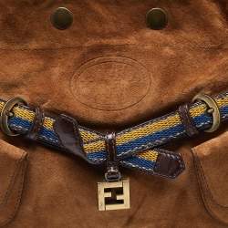Fendi Brown Suede and Leather Front Pocket Hobo