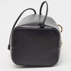 Pre Owned Fendi Black Leather Mini Mon Tresor Drawstring Bucket Bag