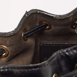 Pre Owned Fendi Black Leather Mini Mon Tresor Drawstring Bucket Bag