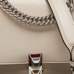 Pre Owned Fendi Taupe Leather Mini Kan I Shoulder Bag