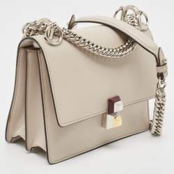 Pre Owned Fendi Taupe Leather Mini Kan I Shoulder Bag