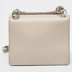 Pre Owned Fendi Taupe Leather Mini Kan I Shoulder Bag