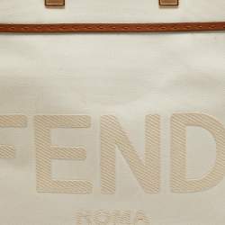 Fendi Off White Canvas and Leather Medium Sunshine Tote