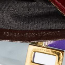 Pre Owned Fendi Blue/Purple Leather Mini Peekaboo Top Handle Bag