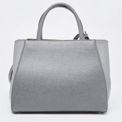 Pre Owned Fendi Grey Leather Mini 2Jours Tote
