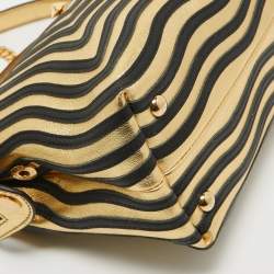 Fendi Gold/Black Leather Small Gold Edition Dotcom Click Top Handle Bag