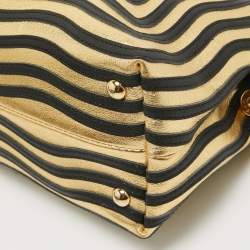 Fendi Gold/Black Leather Small Gold Edition Dotcom Click Top Handle Bag