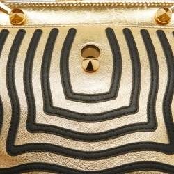 Fendi Gold/Black Leather Small Gold Edition Dotcom Click Top Handle Bag