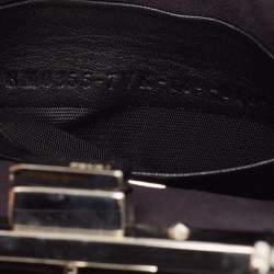 Pre Owned Fendi Black Leather Micro Crystal Embellished Peekaboo Crossbody Bag