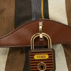 Pre Owned Fendi Multicolor Striped Fabric and Leather Limited Edition Chef Flap Bag