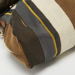 Pre Owned Fendi Multicolor Striped Fabric and Leather Limited Edition Chef Flap Bag