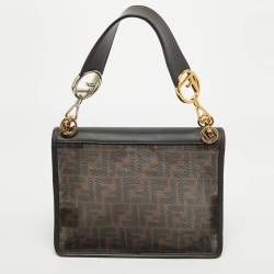 Fendi Black/Brown FF Mesh and Leather Kan I Shoulder Bag