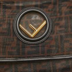 Pre Owned Fendi Black/Brown FF Mesh and Leather Kan I Shoulder Bag