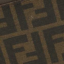 Pre Owned Fendi Tobacco Zucca Coated Canvas Zip Around Wallet