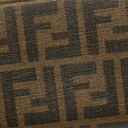 Pre Owned Fendi Tobacco Zucca Coated Canvas Zip Around Wallet