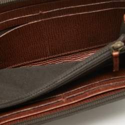 Pre Owned Fendi Tobacco Zucca Coated Canvas Zip Around Wallet