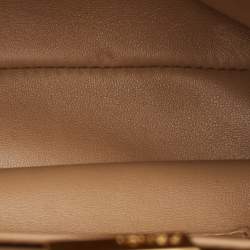 Pre Owned Fendi Beige Ostrich Leather Mini Peekaboo Top Handle Bag