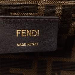 Pre Owned Fendi Beige/White Woven Leather Small First Shoulder Bag