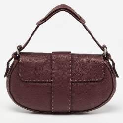 مملوكة مسبقًا حقيبة كتف فندي سيليريا جلد رومان بني فاتح بقلاب 