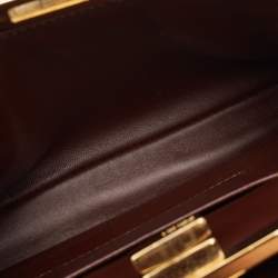 Pre Owned Fendi Brown Glazed Lizard Mini Peekaboo Top Handle Bag