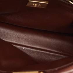 Pre Owned Fendi Brown Glazed Lizard Mini Peekaboo Top Handle Bag