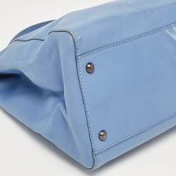 Pre Owned Fendi Blue Leather Large Peekaboo Top Handle Bag