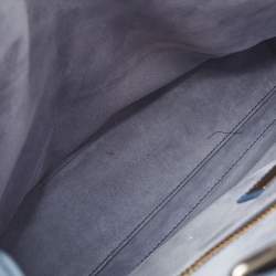 Pre Owned Fendi Blue Leather Large Peekaboo Top Handle Bag