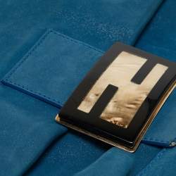 Pre Owned Fendi Blue Iridescent Leather Large Mama Forever Flap Shoulder Bag