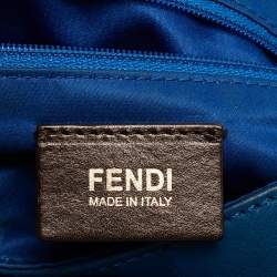 Pre Owned Fendi Blue Iridescent Leather Large Mama Forever Flap Shoulder Bag