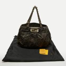 Pre Owned Fendi Tobacco/Gold Ombre Zucca Canvas Large Mia Tote