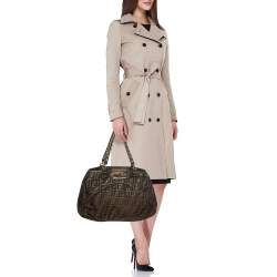 Pre Owned Fendi Tobacco/Gold Ombre Zucca Canvas Large Mia Tote