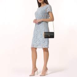 مملوكة مسبقًا Fendi Black/Tan Leather FF Flap Wallet On Chain