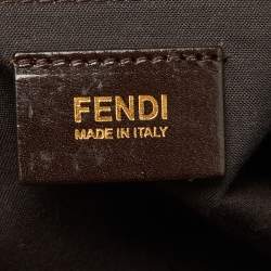 Pre Owned Fendi Tobacco/Red Pequin Stripe Canvas and Leather Hobo
