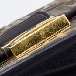مملوكة مسبقًا Fendi Black/Brown Zucca Embossed Leather Small Kan U Shoulder Bag