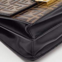 مملوكة مسبقًا Fendi Black/Brown Zucca Embossed Leather Small Kan U Shoulder Bag