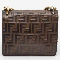 مملوكة مسبقًا Fendi Black/Brown Zucca Embossed Leather Small Kan U Shoulder Bag
