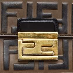 مملوكة مسبقًا Fendi Black/Brown Zucca Embossed Leather Small Kan U Shoulder Bag