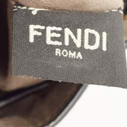 Pre Owned Fendi Brown/Black Zucca Leather Mini Mon Tresor Drawstring Bucket Bag