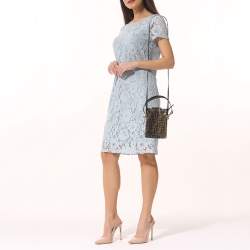 Pre Owned Fendi Brown/Black Zucca Leather Mini Mon Tresor Drawstring Bucket Bag