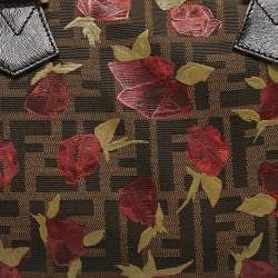 Pre Owned Fendi Tobacco Rose Zucca Canvas and Leather Medium Chef Boston Bag